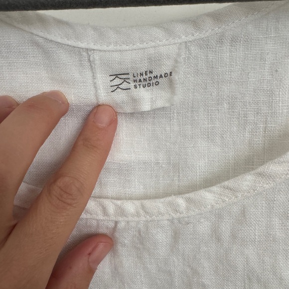 Not Perfect Linen Scoop Neck Tank - S - White - Picture 2 of 5